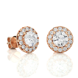 1.5 Carat Moissanite Earrings Stud in Rose Gold with Push Back Setting