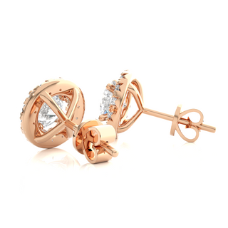 1.5 Carat Moissanite Earrings Stud in Rose Gold with Push Back Setting
