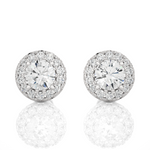 Load image into Gallery viewer, 2 Carat Moissanite Halo Push Back Stud Earrings In White Gold
