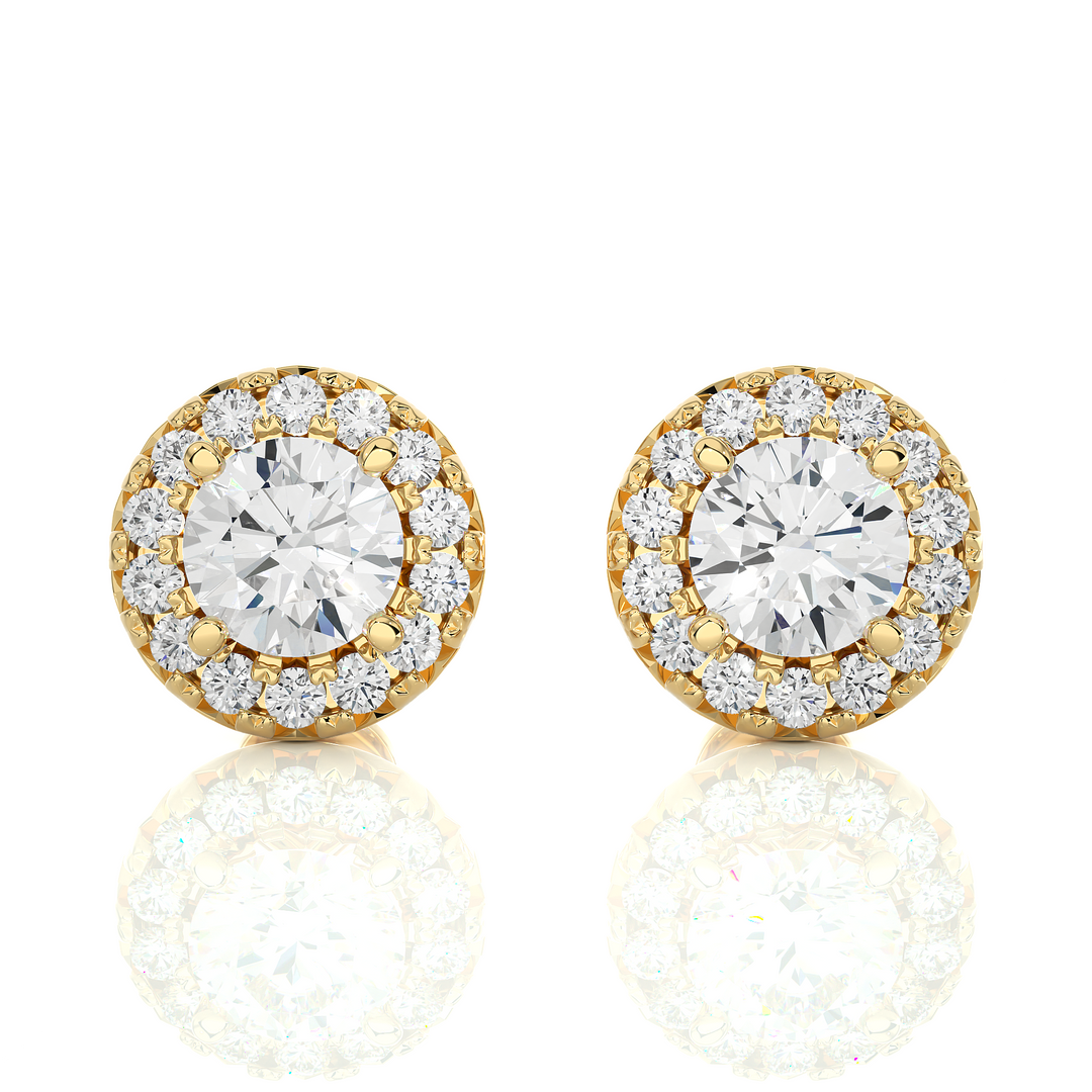 2 Carat Moissanite Halo Push Back Stud Earrings In Silver