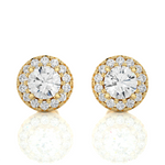 Load image into Gallery viewer, 2 Carat Moissanite Halo Push Back Stud Earrings In White Gold
