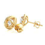 Load image into Gallery viewer, 2 Carat Moissanite Halo Push Back Stud Earrings In Yellow Gold
