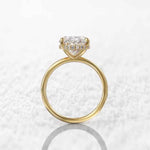 Load image into Gallery viewer, 2.30 Carat Oval Cut Moissanite Hidden Halo Engagement Ring in Yellow Gold
