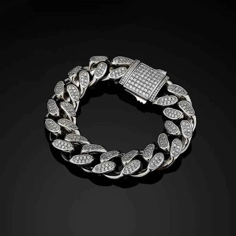 6 Carat Round Cut Moissanite Iced Out Hip Hop Bracelet In Yellow Gold