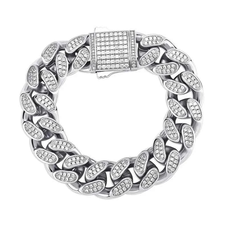 6 Carat Round Cut Moissanite Iced Out Hip Hop Bracelet In Yellow Gold