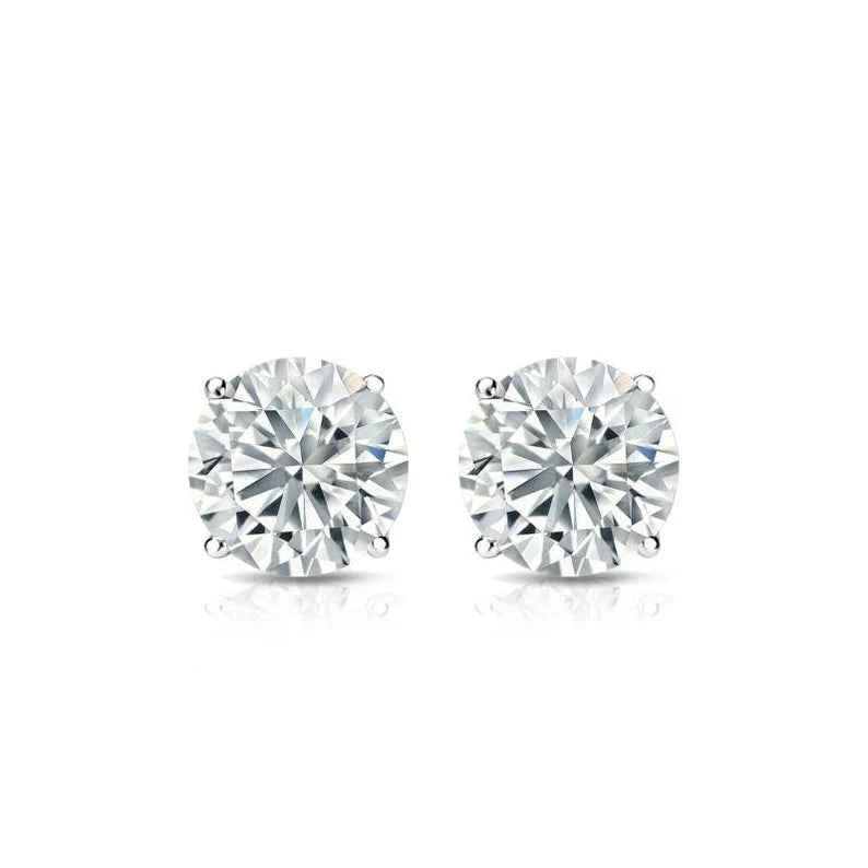 2 Carat Round Shape Moissanite Stud Earrings For Mens