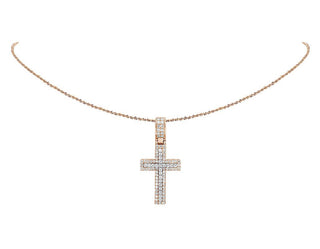 2.8ct Moissanite Cross Pendant in Rose Gold For Women