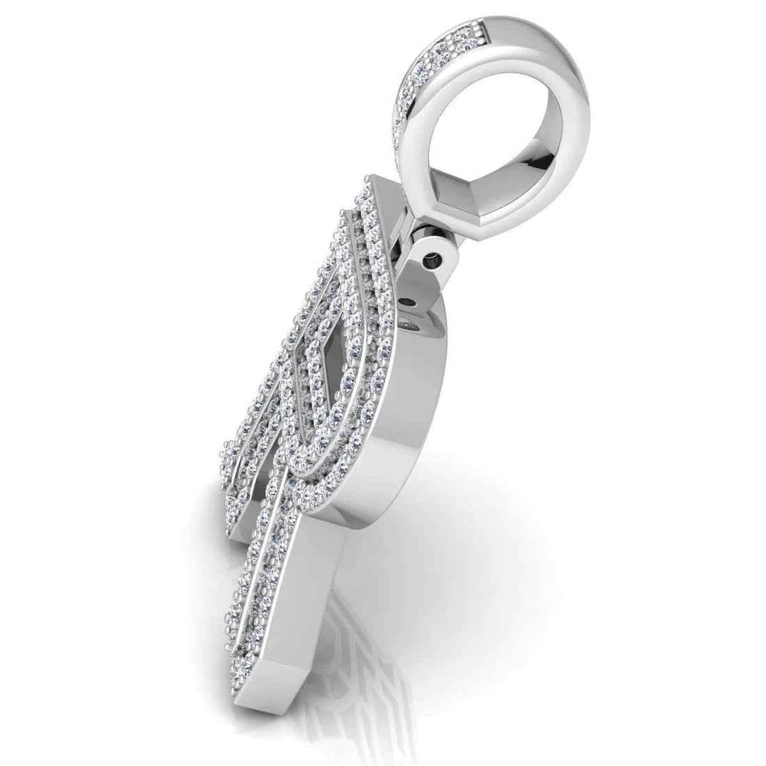 3 Ct Round Cut Moissanite Initial "R" Pendant in White Gold