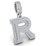 Load image into Gallery viewer, 3 Ct Round Cut Moissanite Initial "R" Pendant in White Gold
