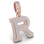 Load image into Gallery viewer, 3 Ct Round Cut Moissanite Initial "R" Pendant in White Gold
