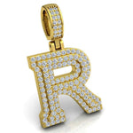 Load image into Gallery viewer, 3 Ct Round Cut Moissanite Initial "R" Pendant in White Gold
