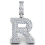 Load image into Gallery viewer, 3 Ct Round Cut Moissanite Initial "R" Pendant in White Gold
