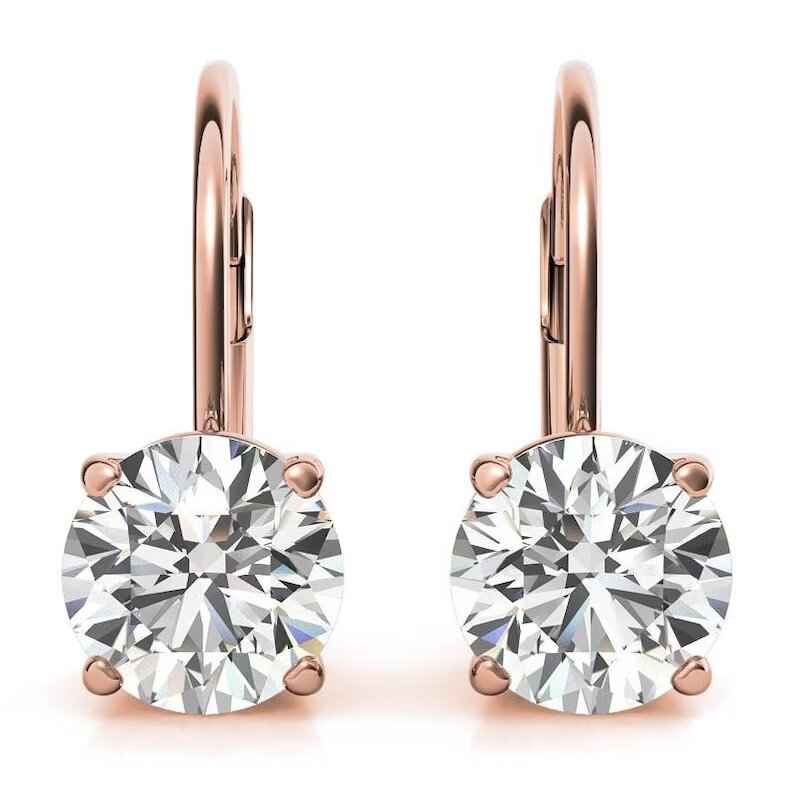 2 Ct Round Cut Solitaire Moissanite Drop Earrings in White Gold
