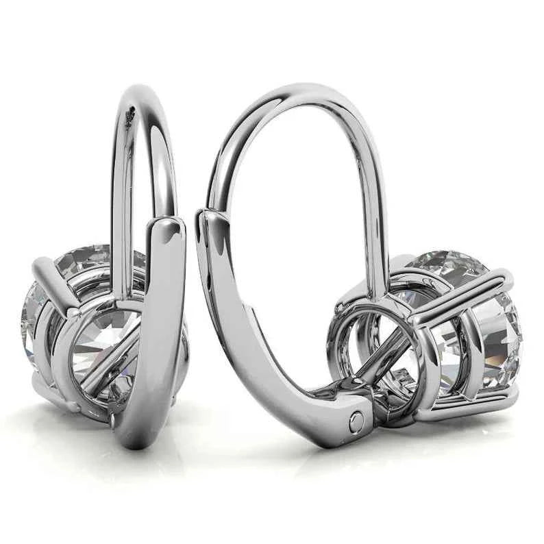 2 Ct Round Cut Solitaire Moissanite Drop Earrings in White Gold
