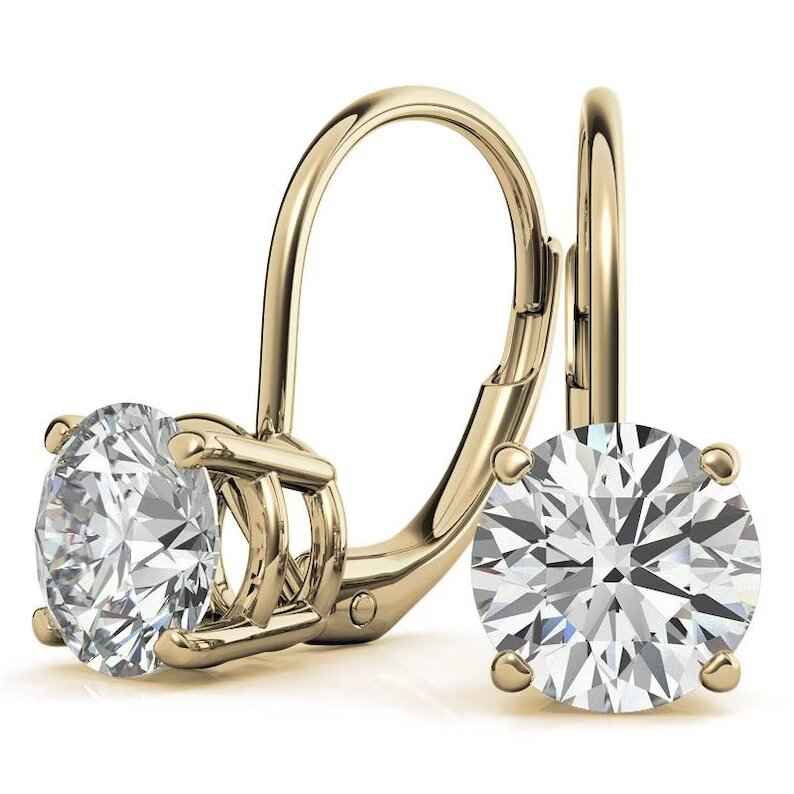2 Ct Round Cut Solitaire Moissanite Drop Earrings in White Gold