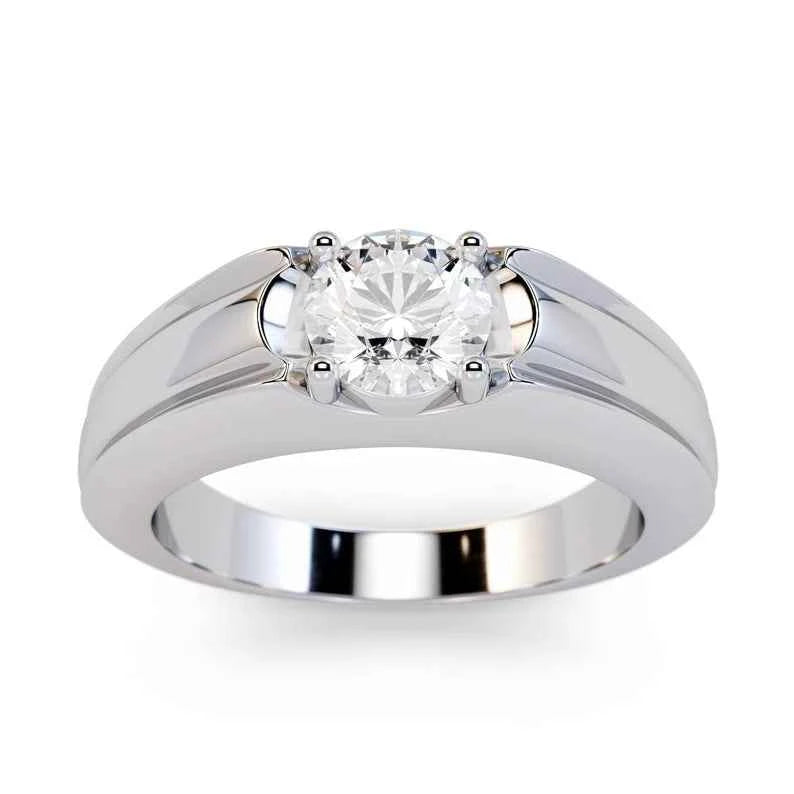 2 Carat Round Cut Moissanite Solitaire Ring in Rose Gold For Men's