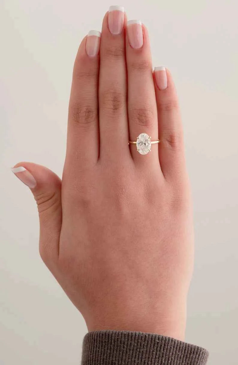 2 Ct Oval Cut Moissanite Solitaire Engagement Ring In Rose Gold