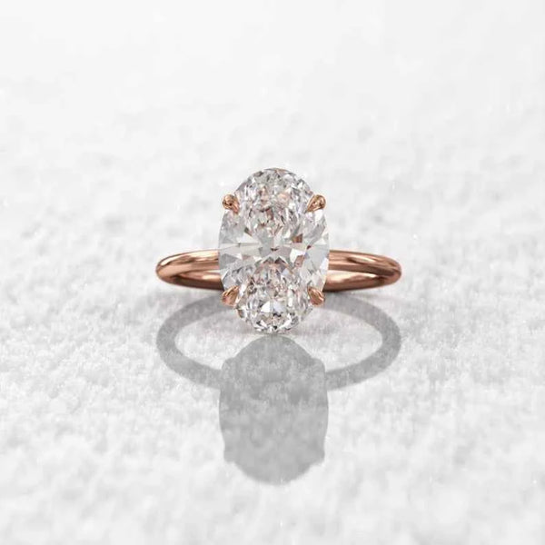 2 Ct Oval Cut Moissanite Solitaire Engagement Ring In Rose Gold