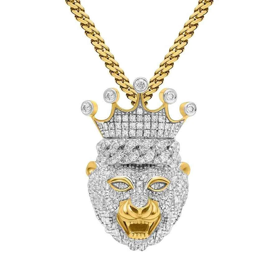 2 Carat Lion King Round Moissanite Pendant In White Gold