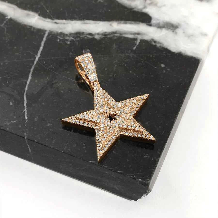 0.5 Ct Moissanite Star Shape Pendant in Rose Gold
